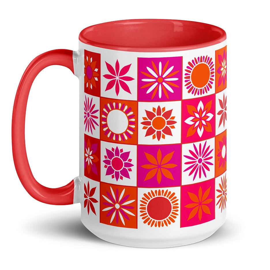Red Checkerboard Chaos Mug 15oz