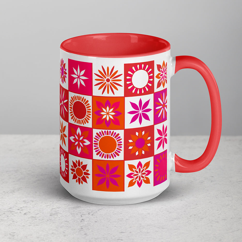 Red Checkerboard Chaos Mug 15oz
