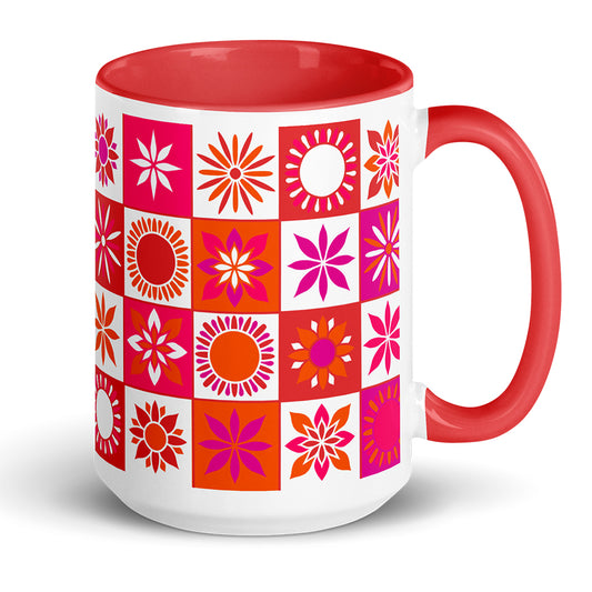 Red Checkerboard Chaos Mug 15oz